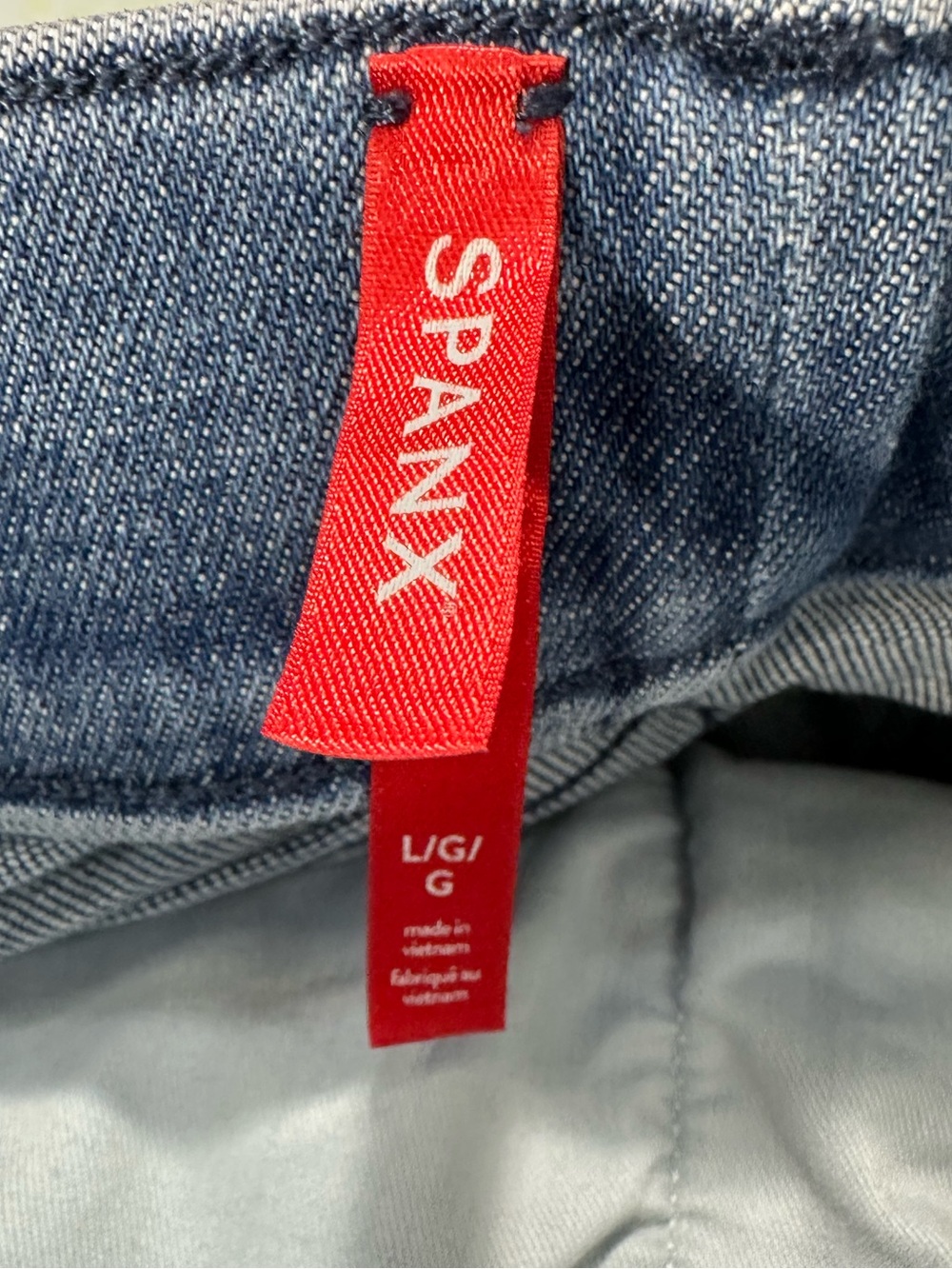 Spanx EveryWear Jeans Womens Large Blue Flare High Rise Stretch Boho Festival - Picture 3 of 9